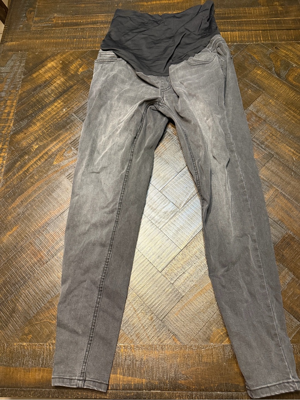 Time and Tru Black Maternity Jeggings with Grey Wash Denim